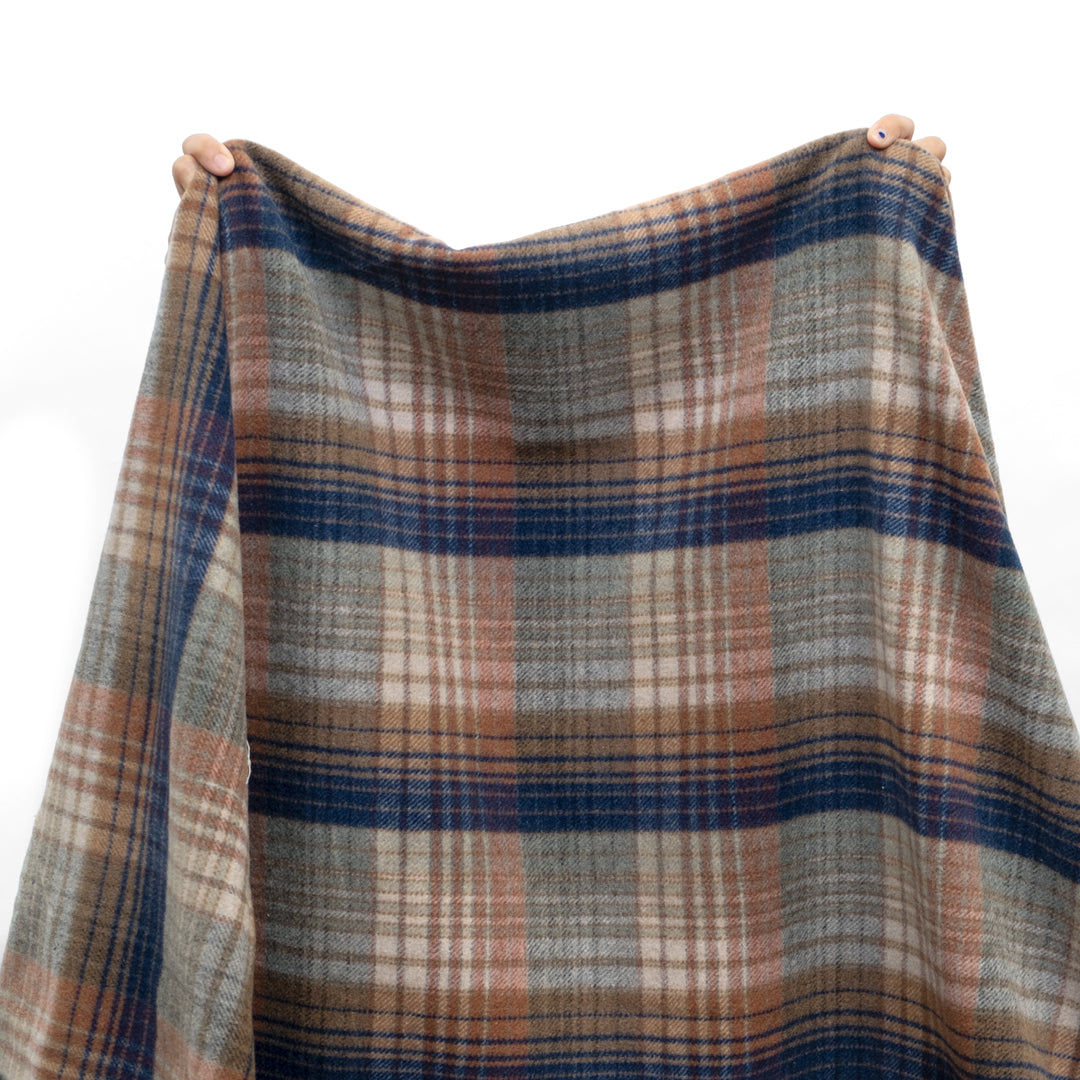 Deadstock Yarn Dyed Plaid Wool Blend Coating - Soft Pastel/Navy