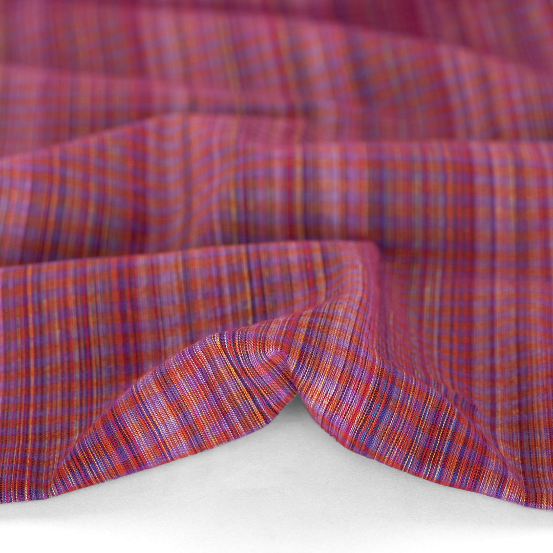 Static Stripe Yarn Dyed Cotton - Berry | Blackbird Fabrics