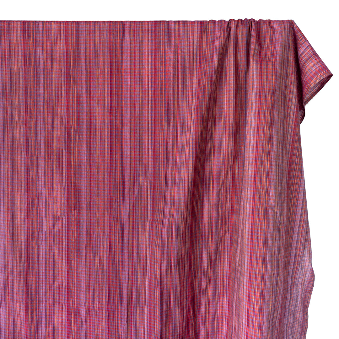 Static Stripe Yarn Dyed Cotton - Berry | Blackbird Fabrics