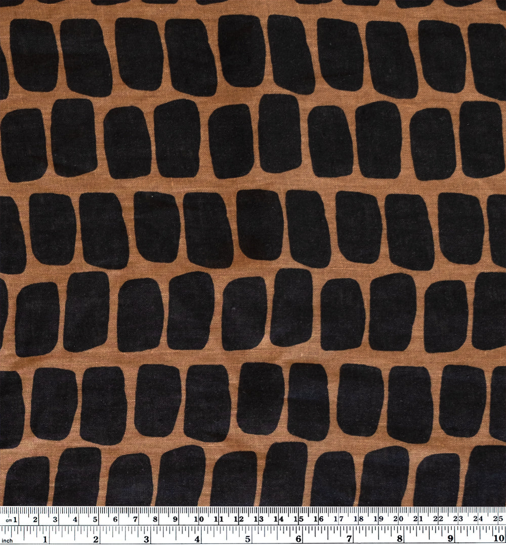 Dash Printed Linen - Walnut/Black | Blackbird Fabrics