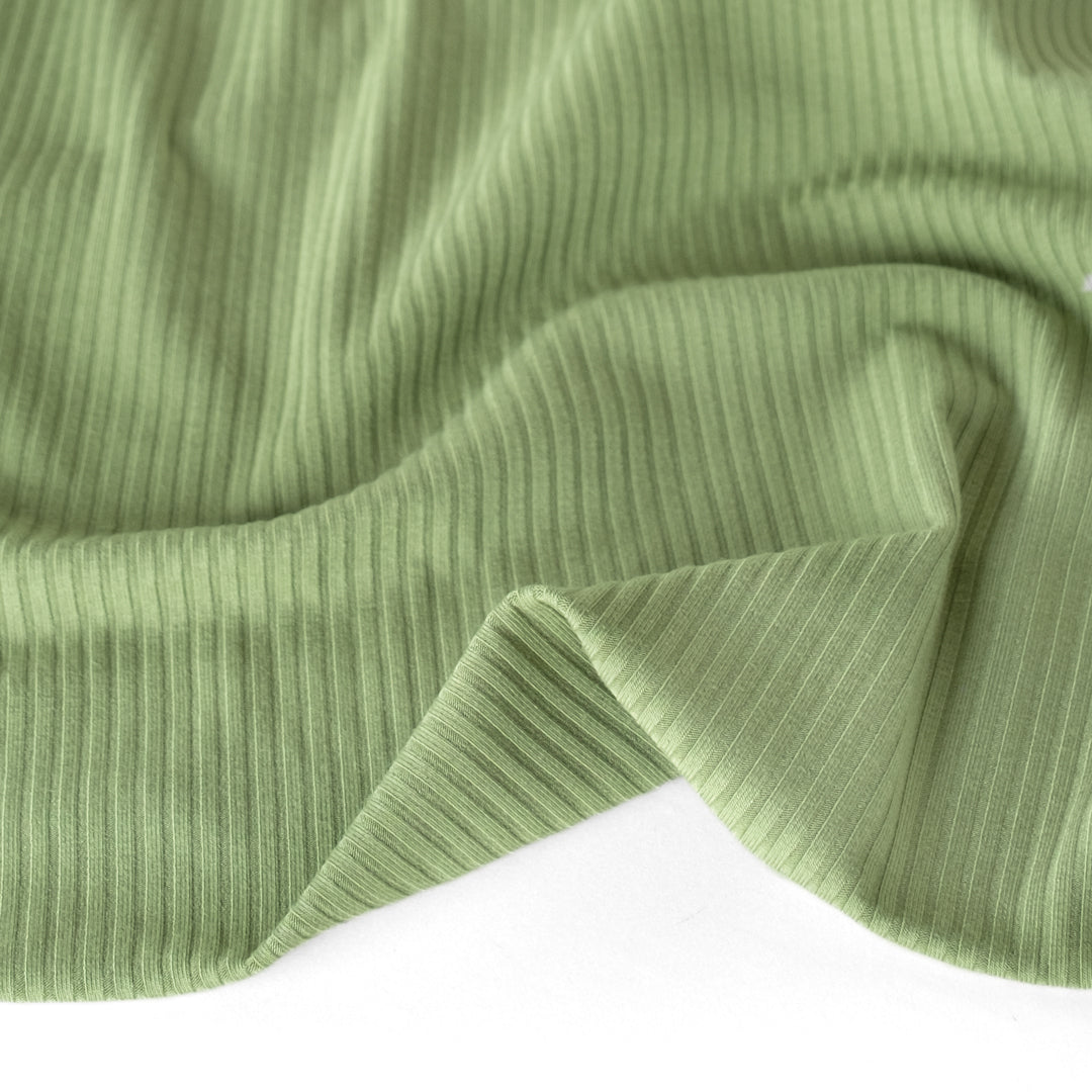 Medium Weight Bamboo Rib Knit - Dusty Jade | Blackbird Fabrics