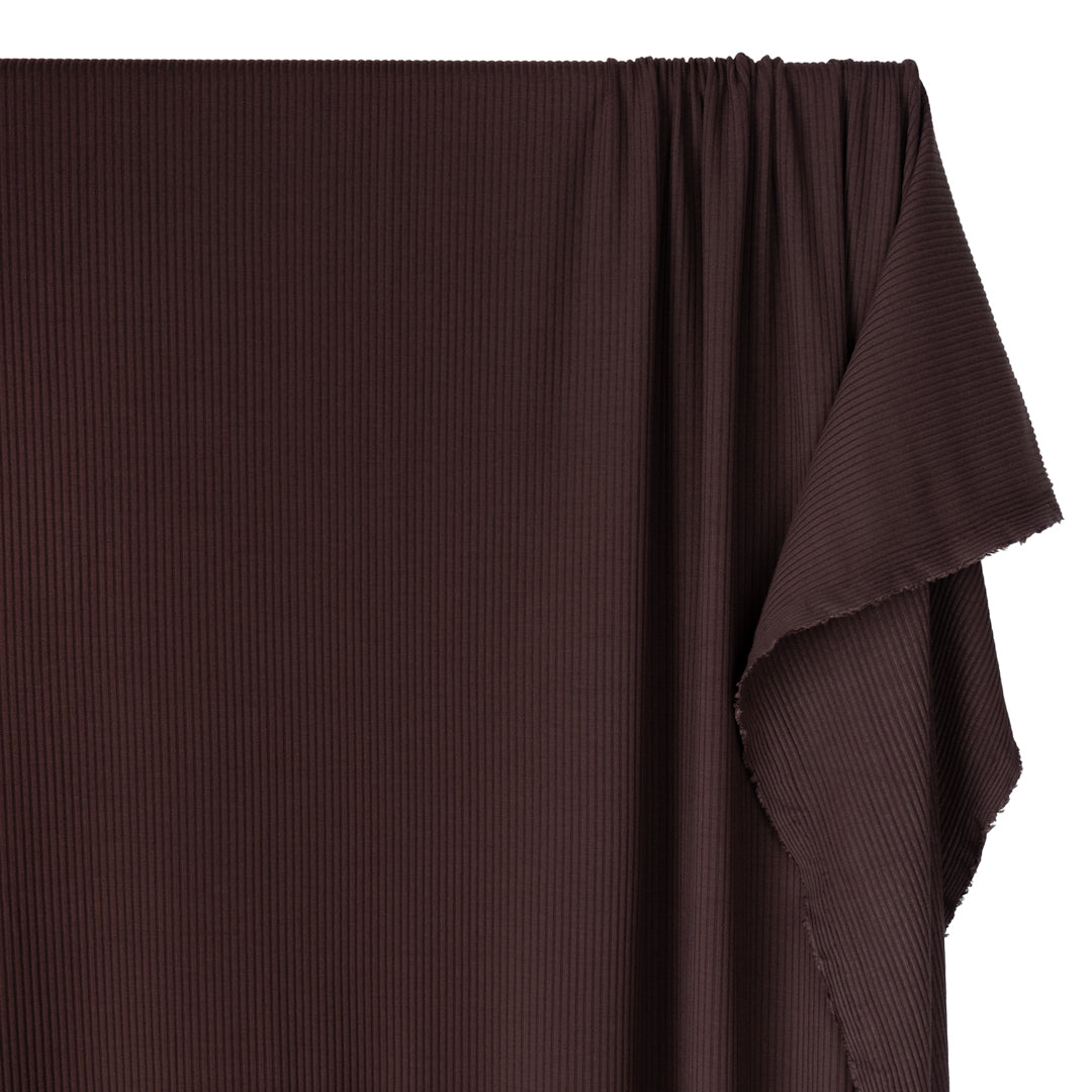 Medium Weight Bamboo Rib Knit - Dark Chocolate | Blackbird Fabrics