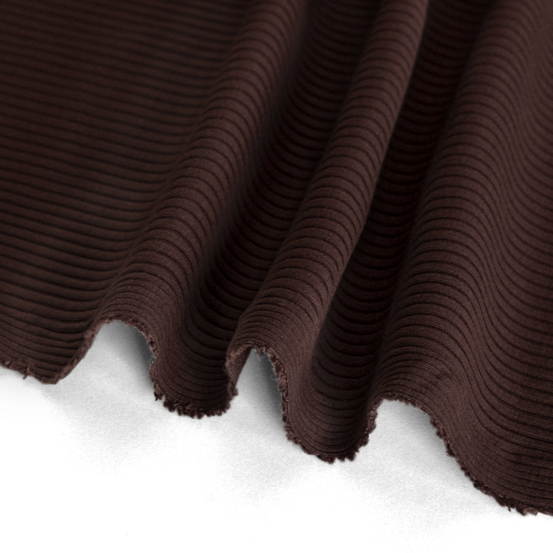 Medium Weight Bamboo Rib Knit - Dark Chocolate | Blackbird Fabrics