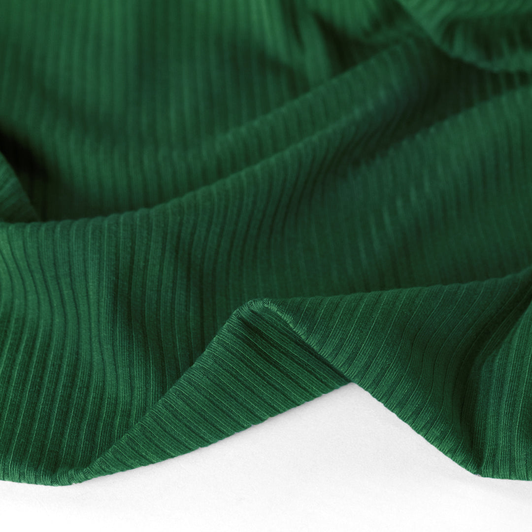 Medium Weight Bamboo Rib Knit - Emerald | Blackbird Fabrics