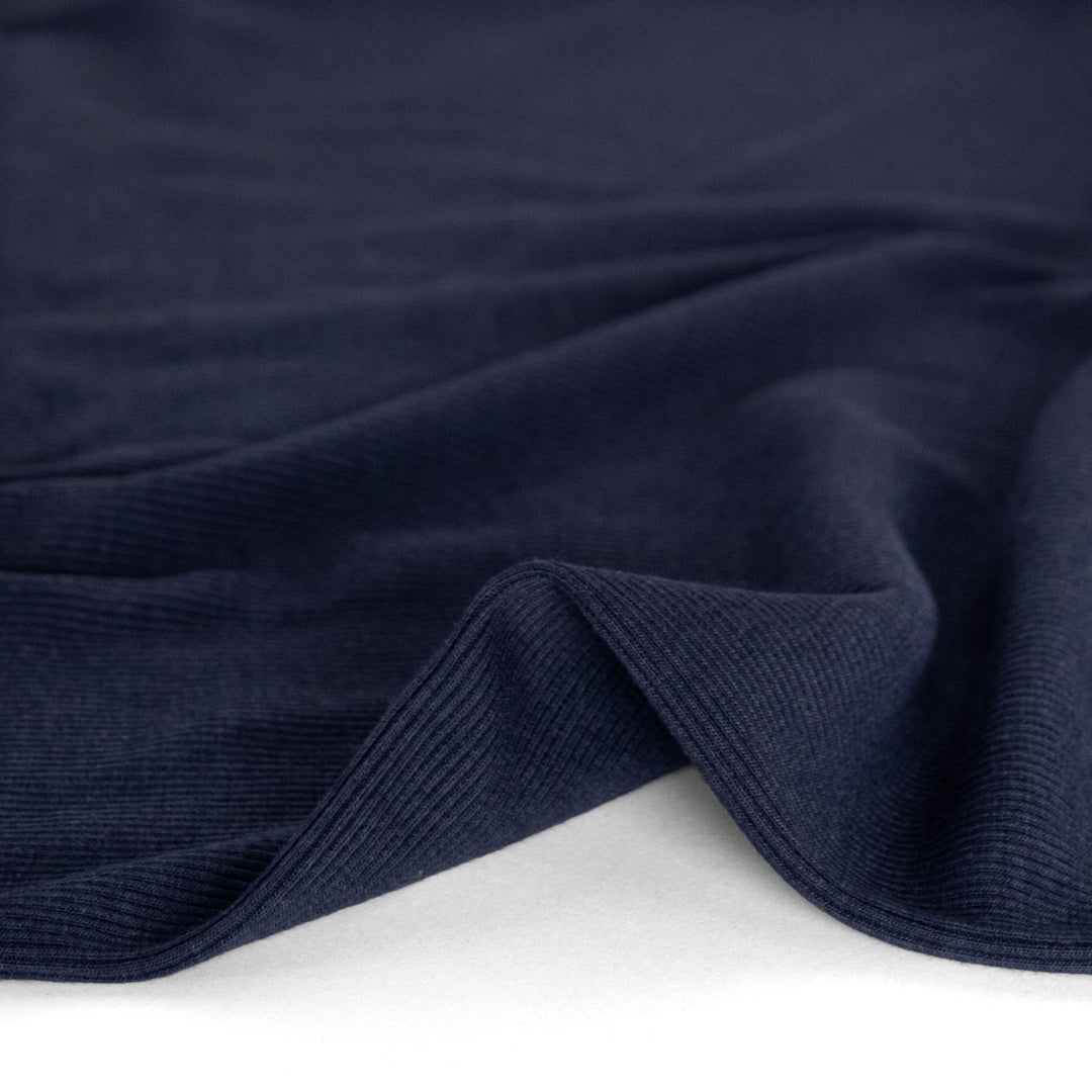 Bamboo & Cotton Sweatshirt Ribbing - Navy | Blackbird Fabrics