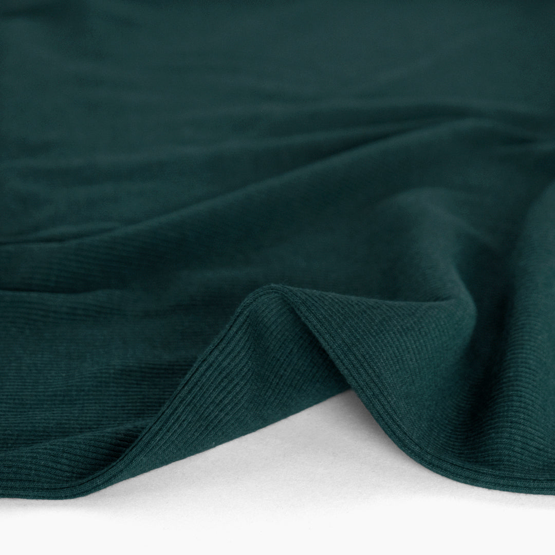 Bamboo & Cotton Sweatshirt Ribbing - Peacock | Blackbird Fabrics