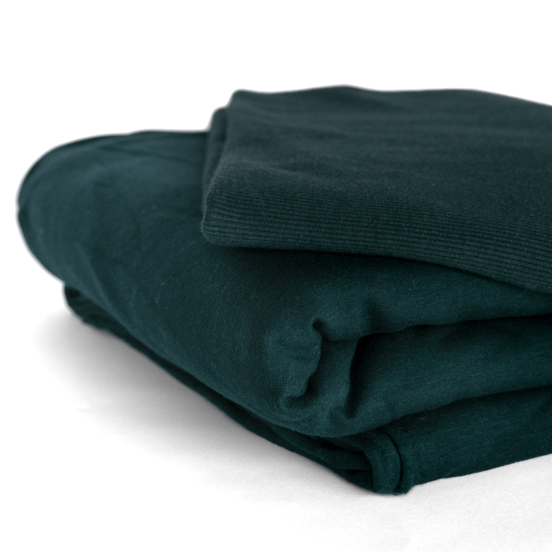 Bamboo & Cotton Sweatshirt Ribbing - Peacock | Blackbird Fabrics