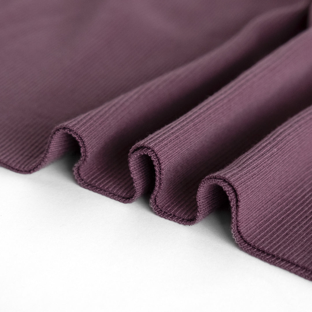 Bamboo & Cotton Sweatshirt Ribbing - Plum | Blackbird Fabrics