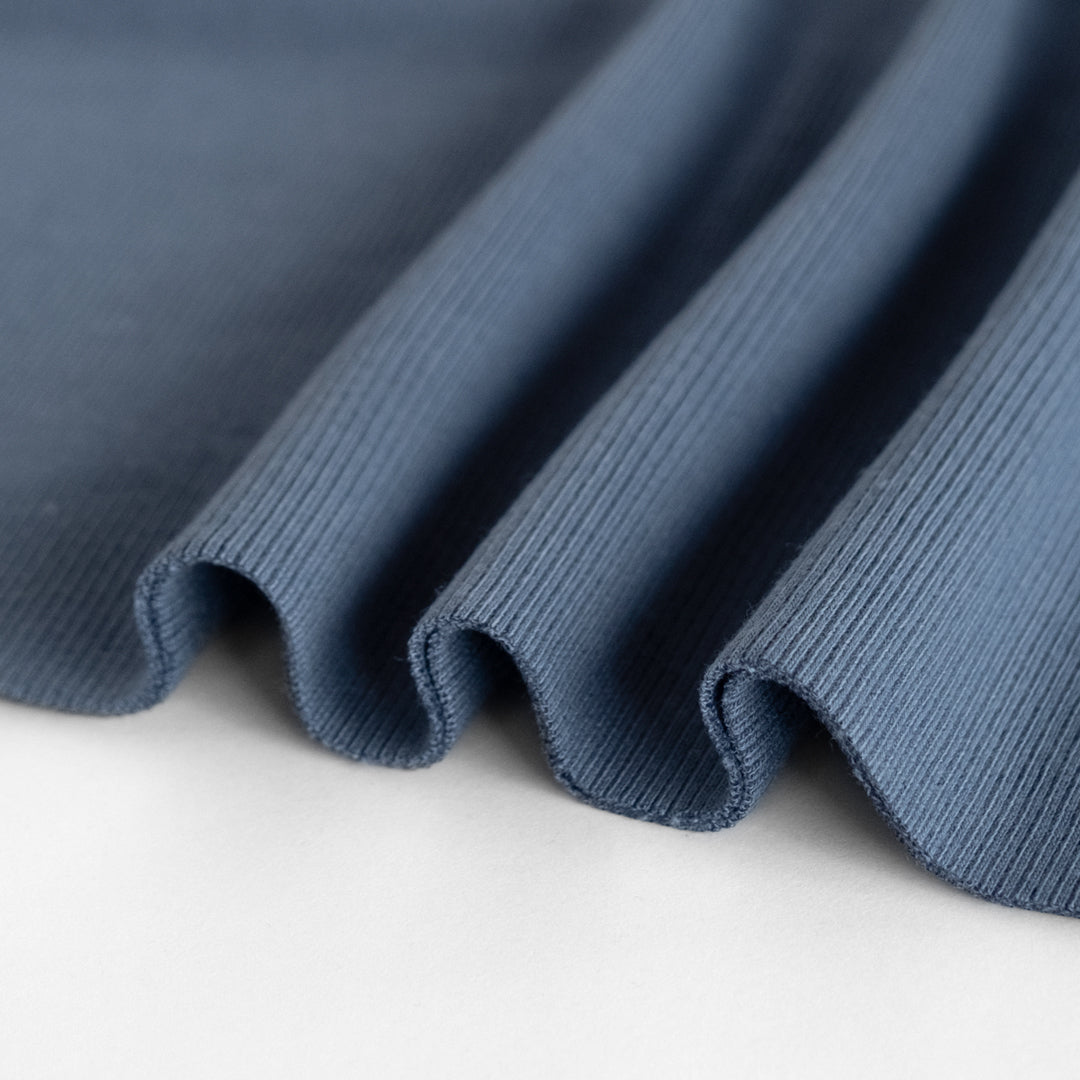 Bamboo & Cotton 2x2 Sweatshirt Ribbing - Bluestone | Blackbird Fabrics