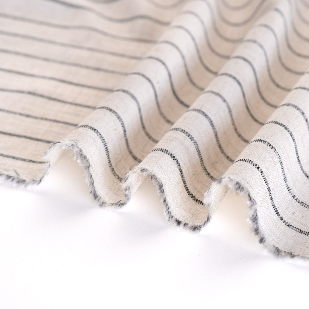 Striped Viscose Linen Noil - Natural
