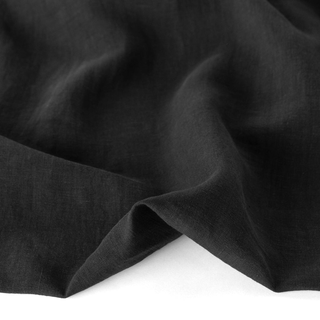 Washed Linen II - Black | Blackbird Fabrics