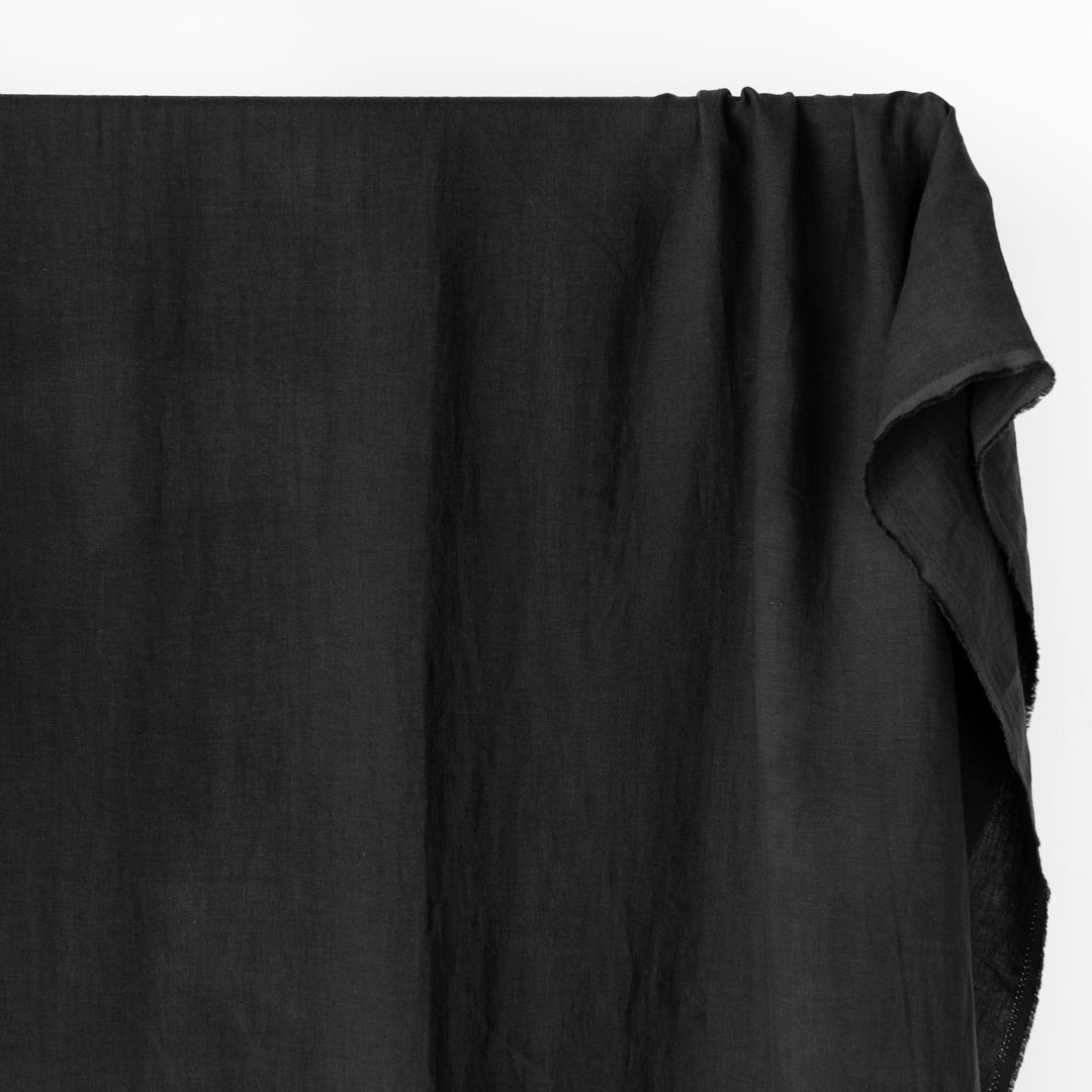 Washed Linen II - Black | Blackbird Fabrics