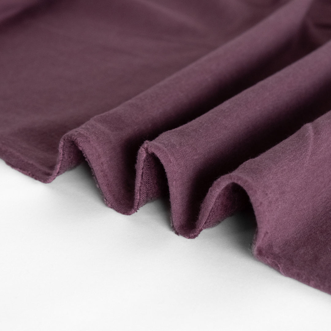 Bamboo & Cotton Stretch Fleece - Plum | Blackbird Fabrics