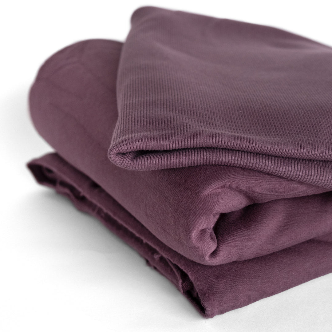 Bamboo & Cotton Sweatshirt Ribbing - Plum | Blackbird Fabrics