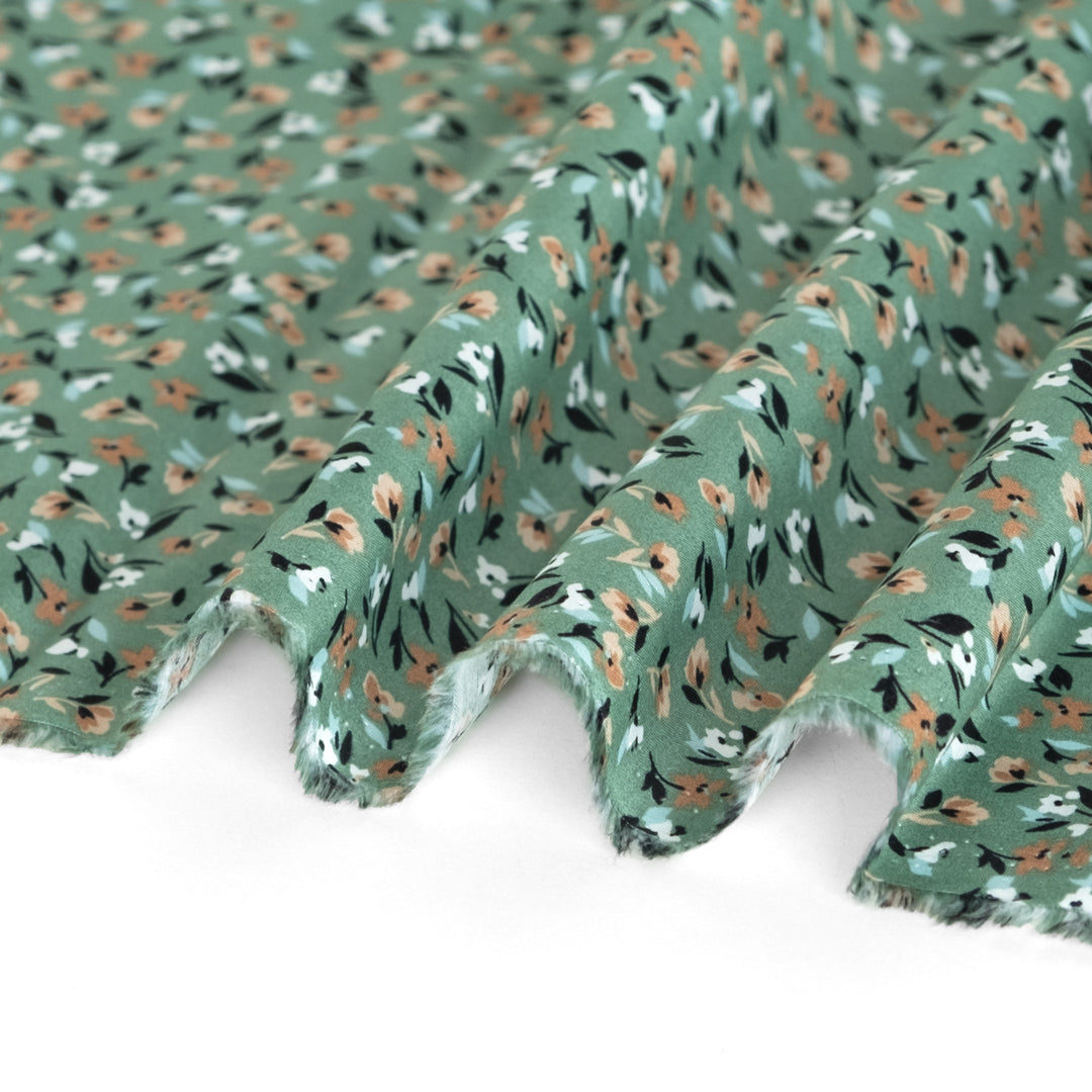 Ditsy Flowerbuds Cotton Poplin - Dusty Jade/Taupe | Blackbird Fabrics