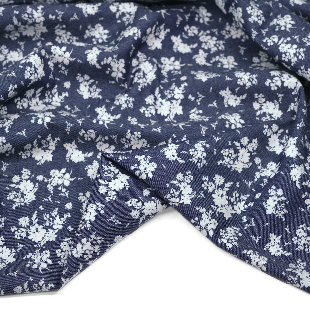 Bouquet Lightweight Denim Shirting - Indigo/Ivory | Blackbird Fabrics