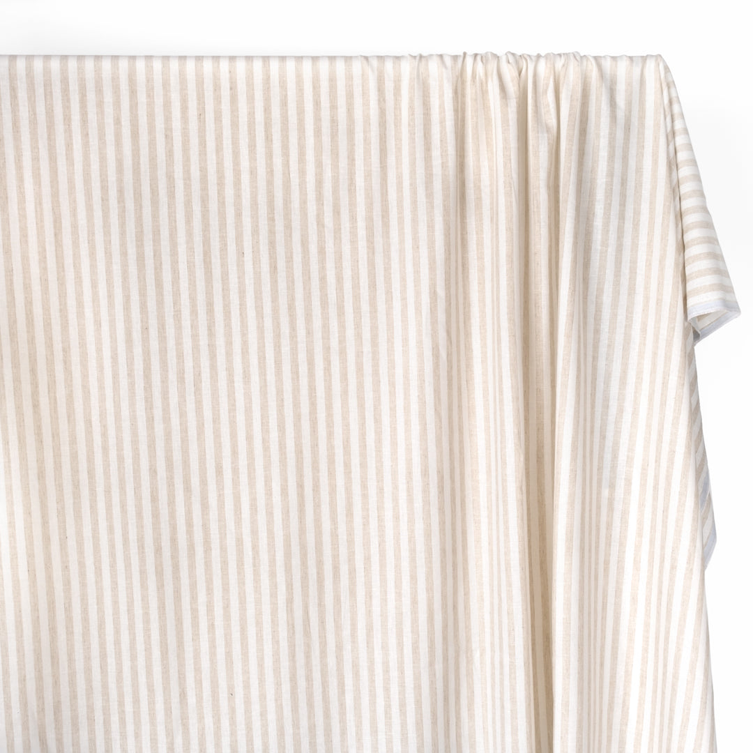 Linen Rayon Stripe - Sand/White | Blackbird Fabrics