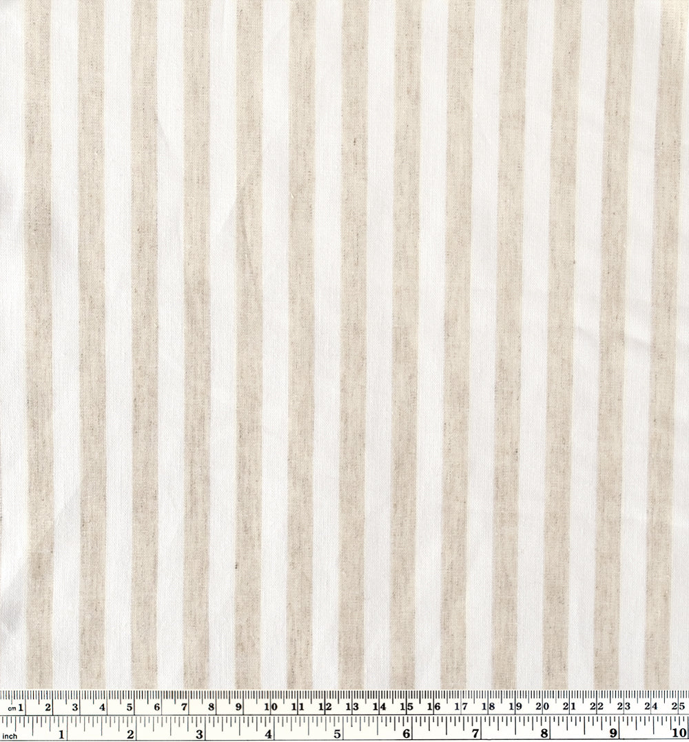 Linen Rayon Stripe - Sand/White | Blackbird Fabrics