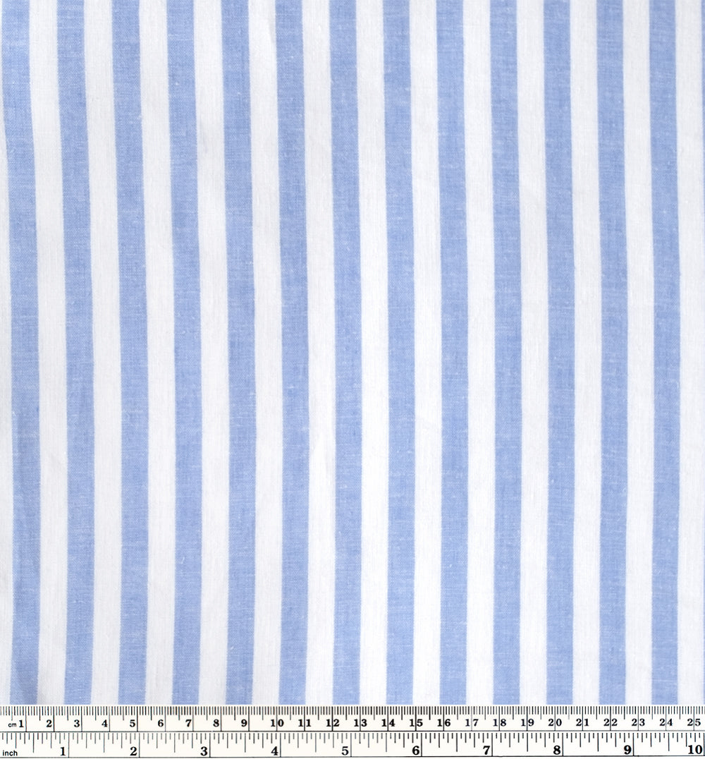 Linen Rayon Stripe - Sky Blue/White | Blackbird Fabrics