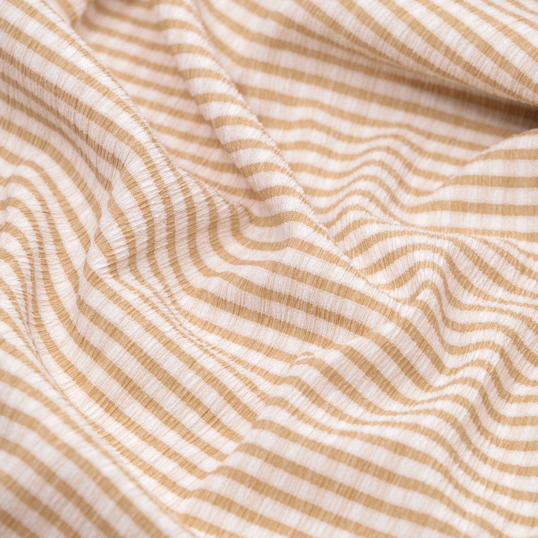 Mini Check Shirred Seersucker - Sand | Blackbird Fabrics