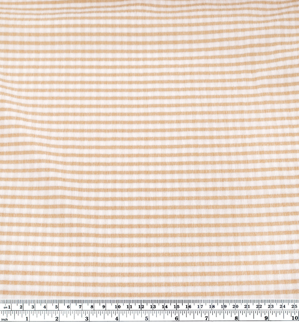 Mini Check Shirred Seersucker - Sand | Blackbird Fabrics
