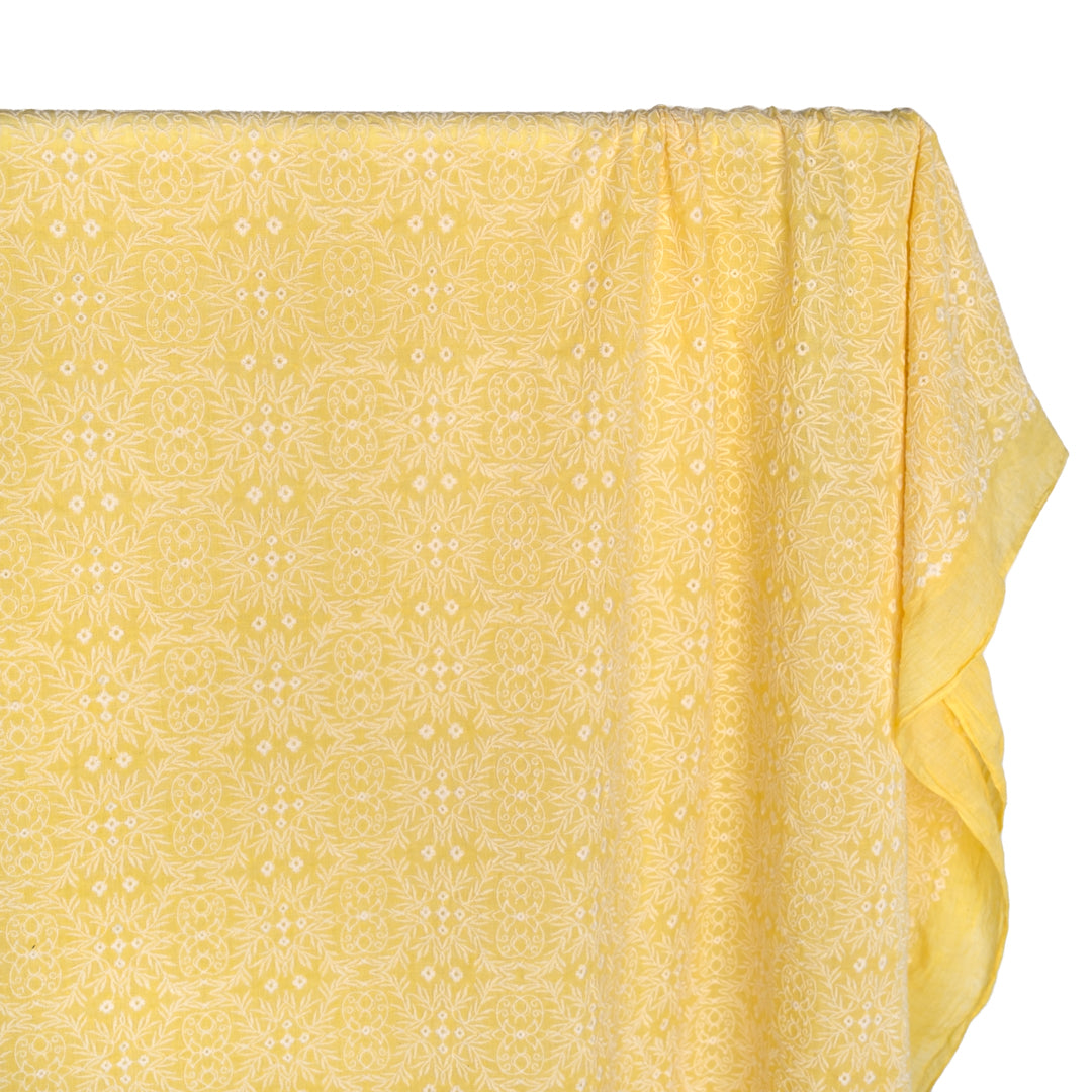Enchanted Forest Embroidered Voile - Lemon Drop