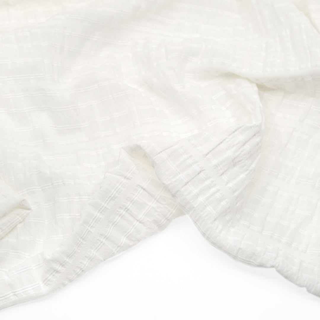 Striped Smocked Cotton Voile - White | Blackbird Fabrics