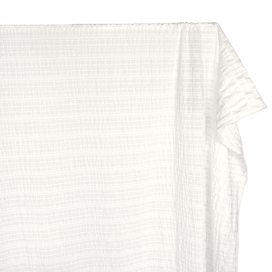 Striped Smocked Cotton Voile - White | Blackbird Fabrics