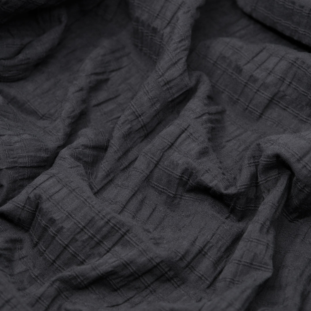 Striped Smocked Cotton Voile - Black | Blackbird Fabrics