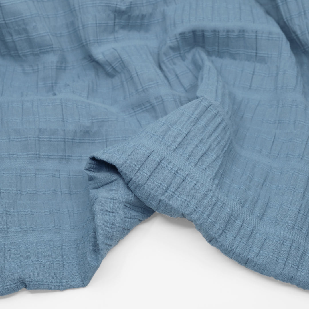 Striped Smocked Cotton Voile - Blue Pool | Blackbird Fabrics