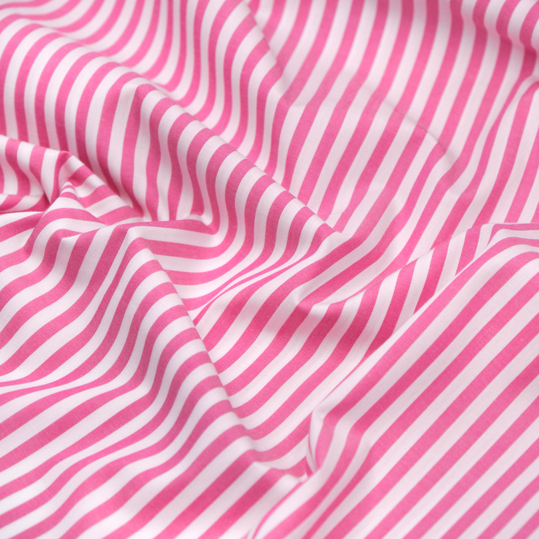 Candy Stripe Cotton Shirting - Candy Pink | Blackbird Fabrics