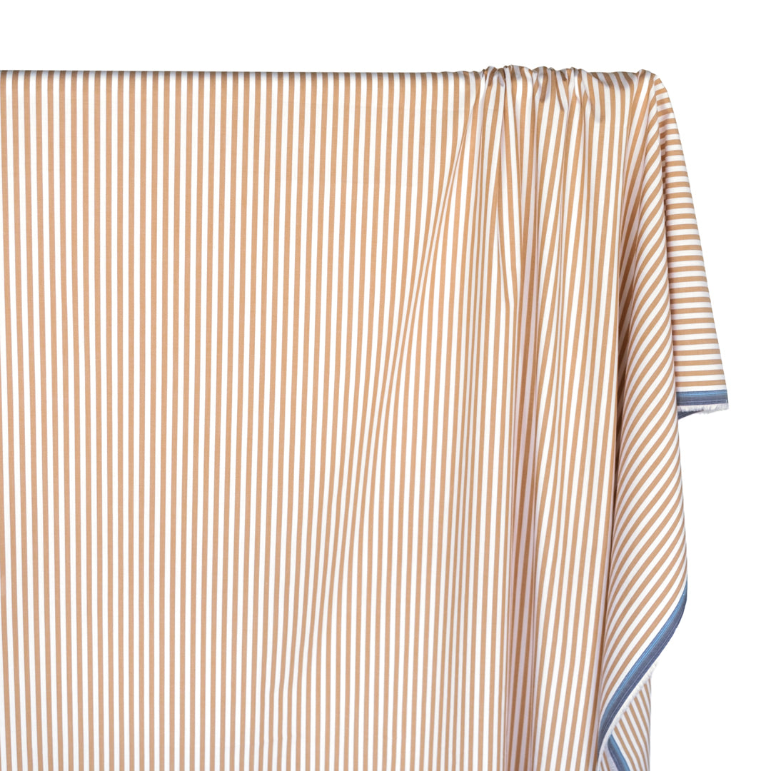 Candy Stripe Cotton Shirting - Biscuit | Blackbird Fabrics
