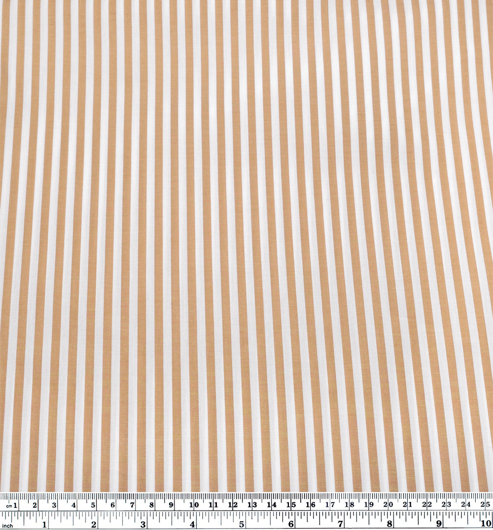 Candy Stripe Cotton Shirting - Biscuit | Blackbird Fabrics