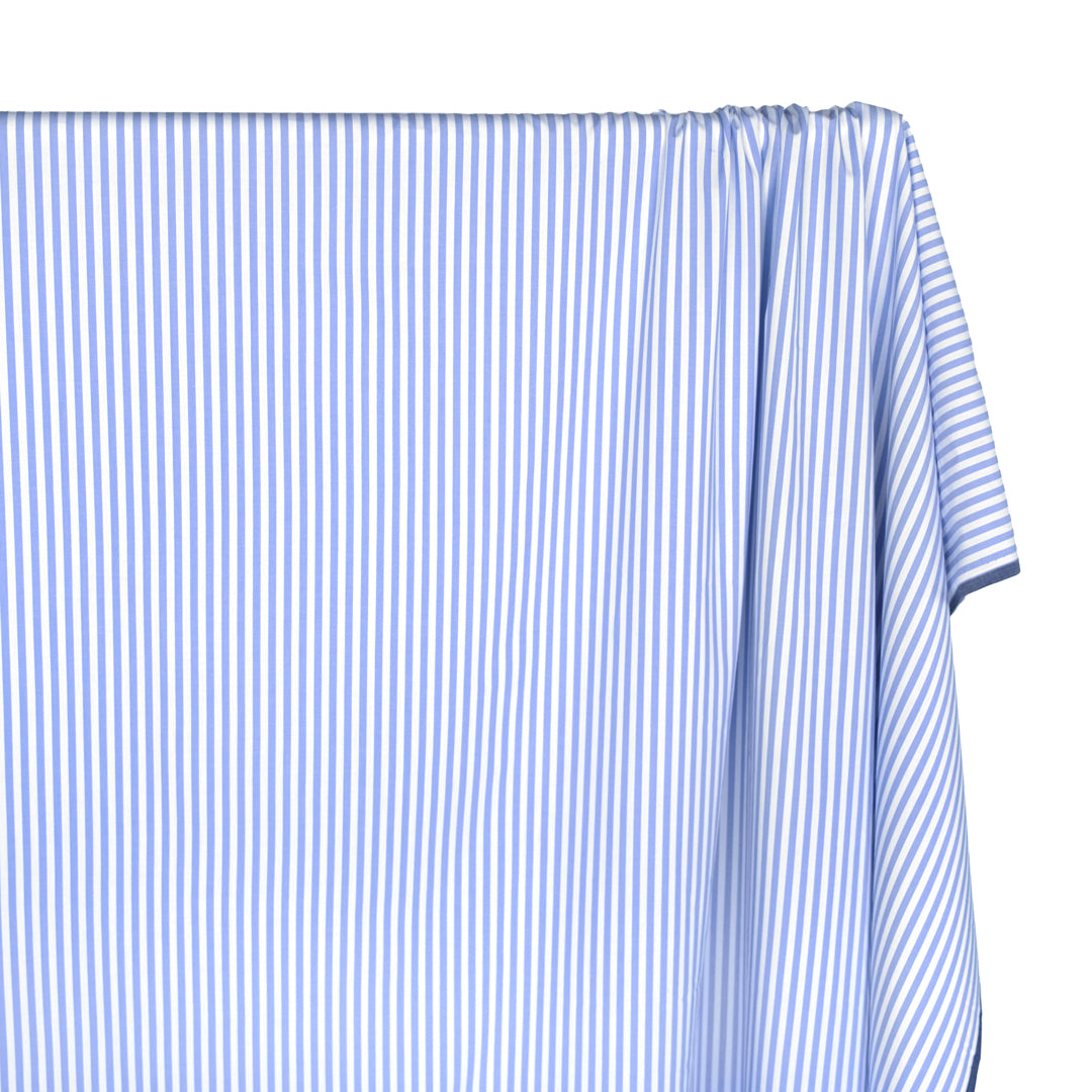 Candy Stripe Cotton Shirting - Cornflower | Blackbird Fabrics