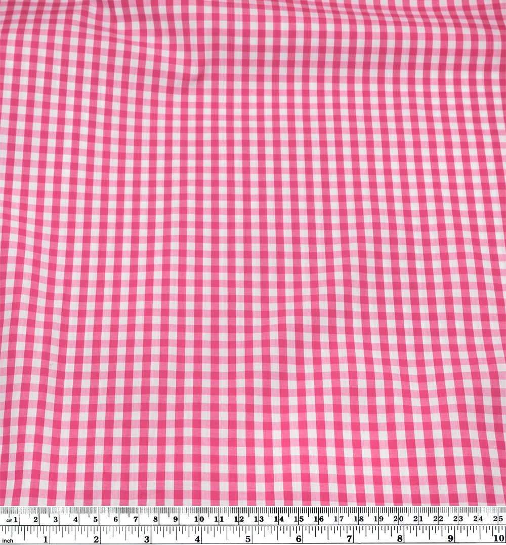 Picnic Check Cotton Shirting - Candy Pink | Blackbird Fabrics