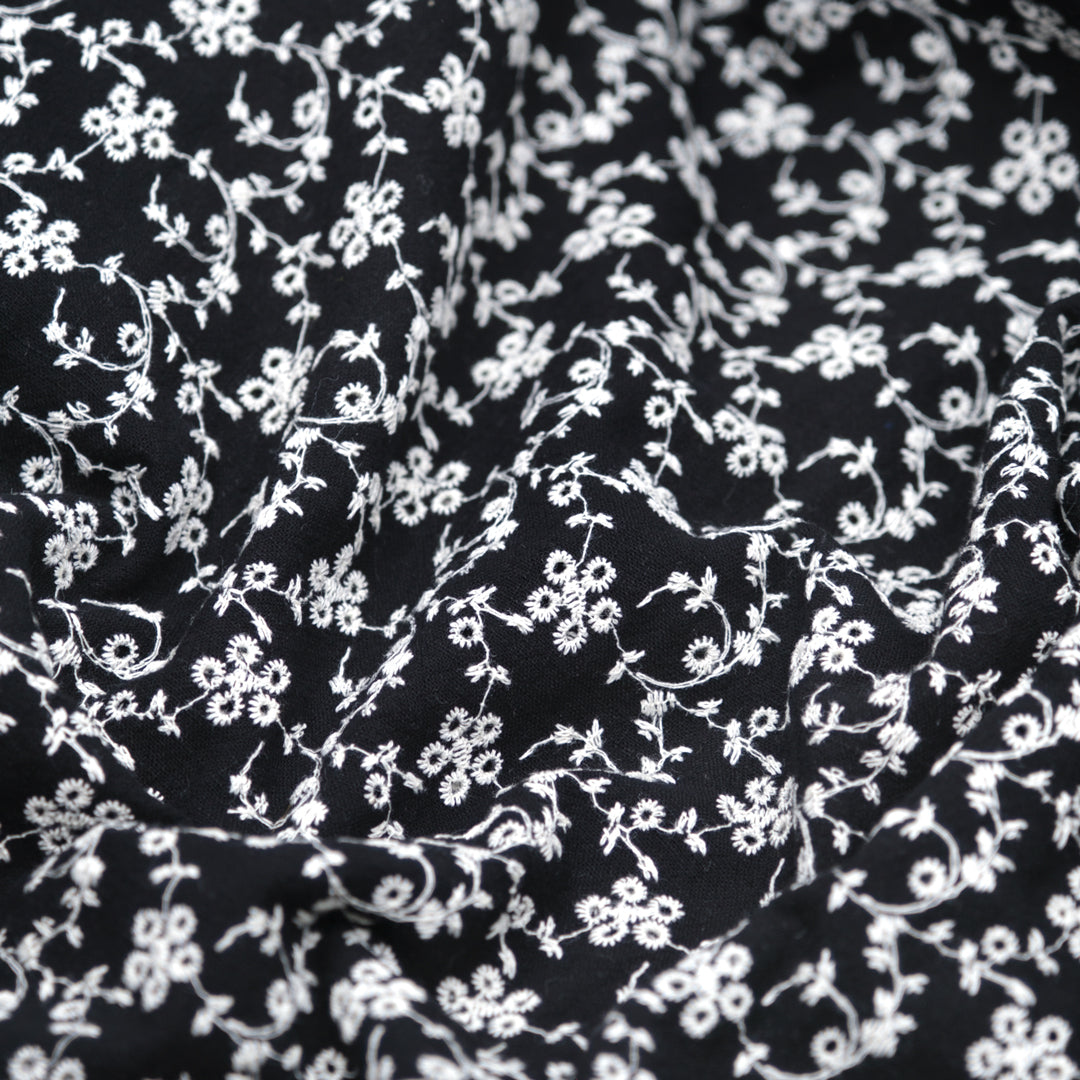 Blossom & Vine Cotton Eyelet - Black | Blackbird Fabrics