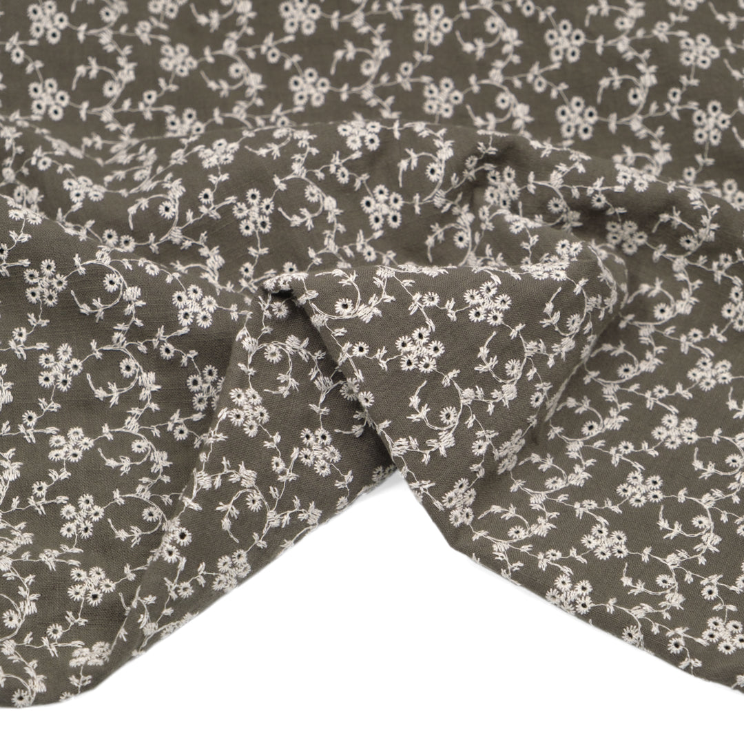 Blossom & Vine Cotton Eyelet - Shale | Blackbird Fabrics