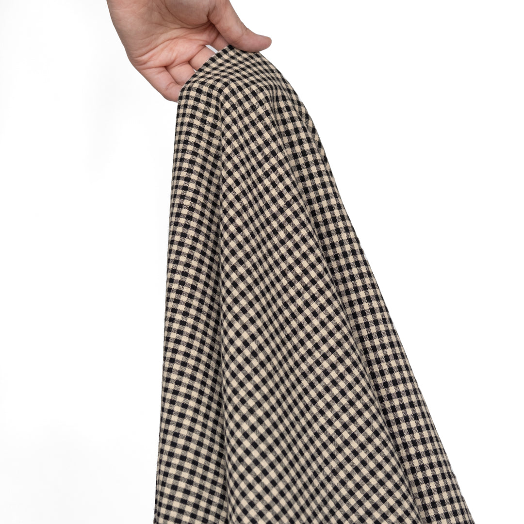 Deadstock Yarn Dyed Cotton Gingham - Black/Sand