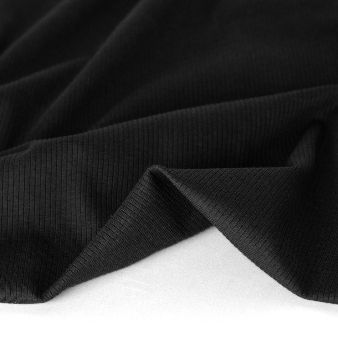 Soft Touch Viscose Rib Knit - Black
