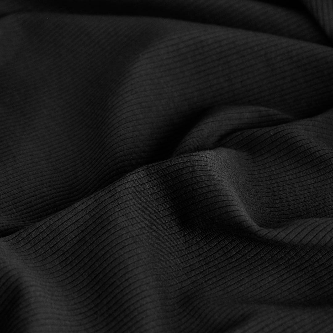 Soft Touch Viscose Rib Knit - Black