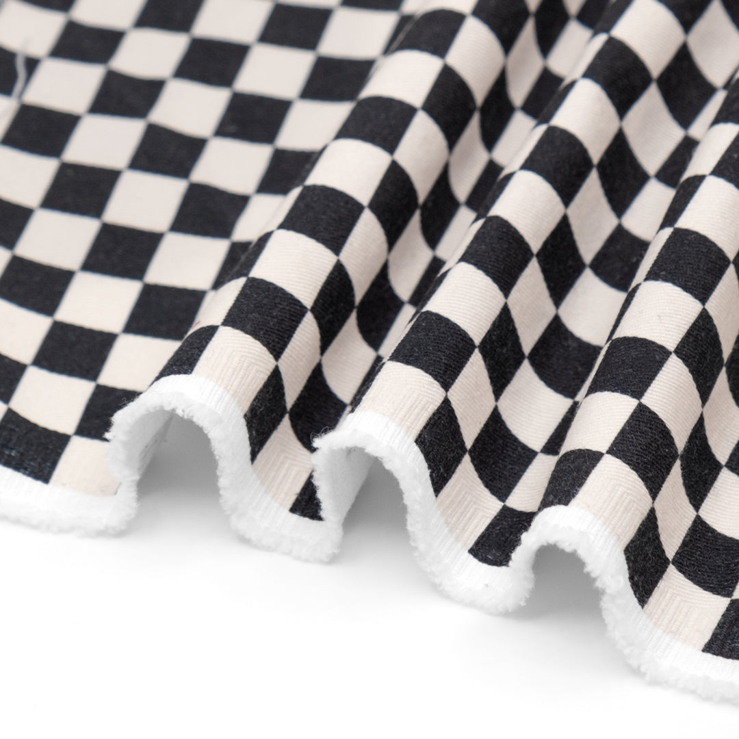 Checkerboard Printed Cotton Twill - Black/Ivory