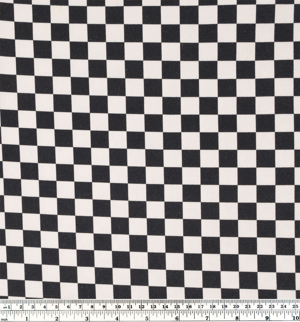 Checkerboard Printed Cotton Twill - Black/Ivory