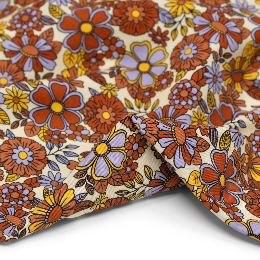 Groovy Blooms Printed Cotton Twill - Wildflower