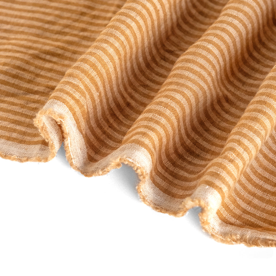 Fine Stripe Soft Washed Linen - Sepia Tone