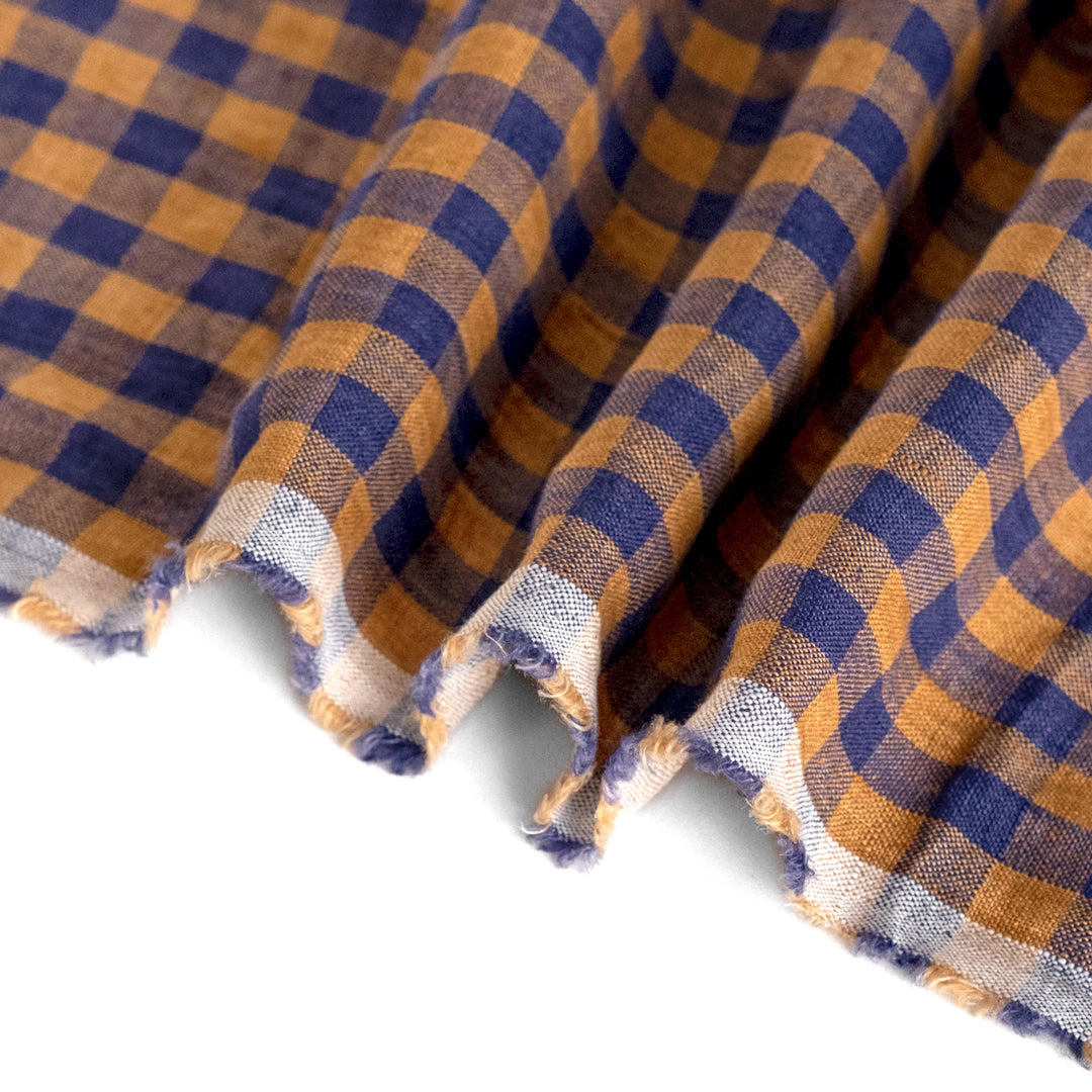 Gingham Soft Washed Linen - Flannel