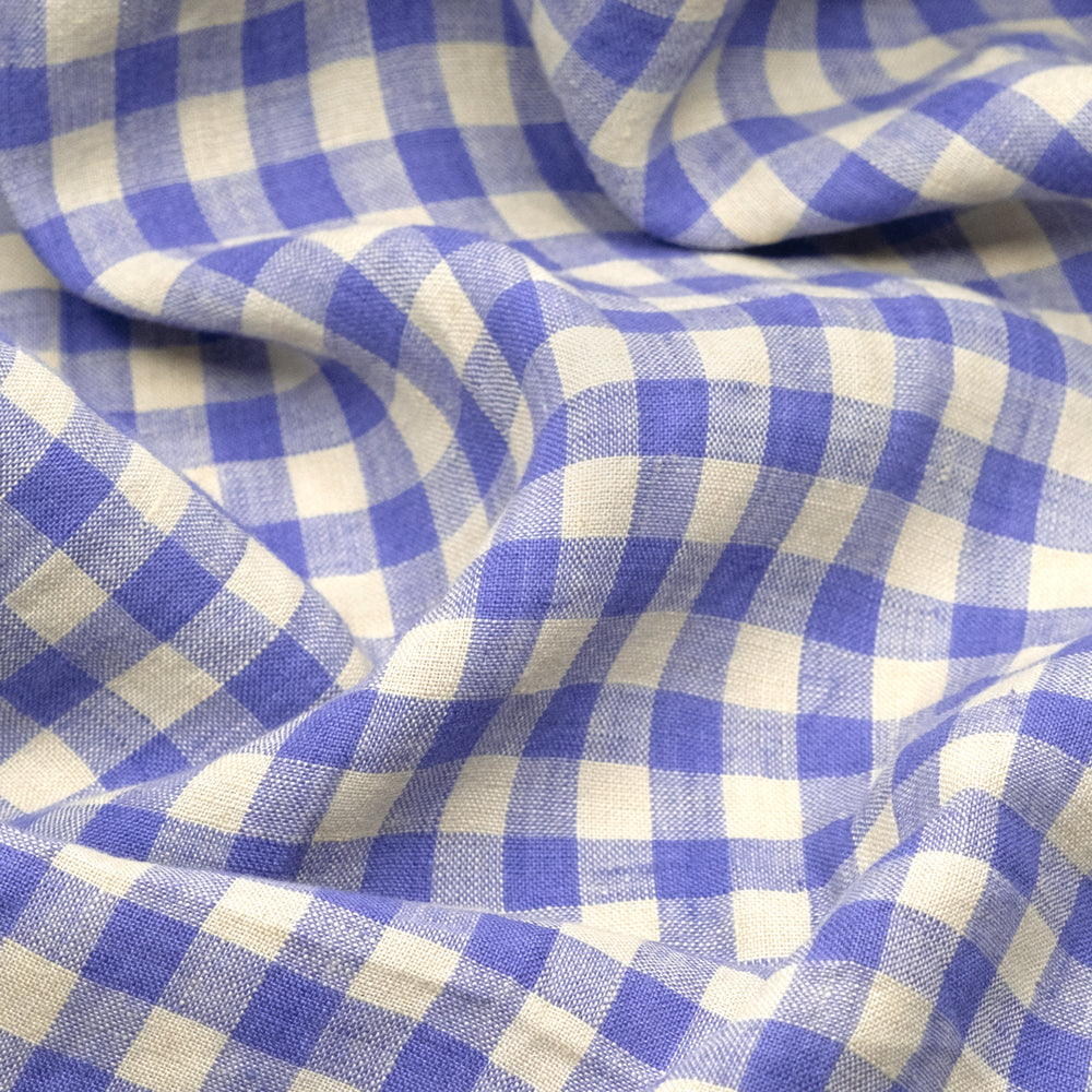 Gingham Soft Washed Linen Lakeside Blackbird Fabrics
