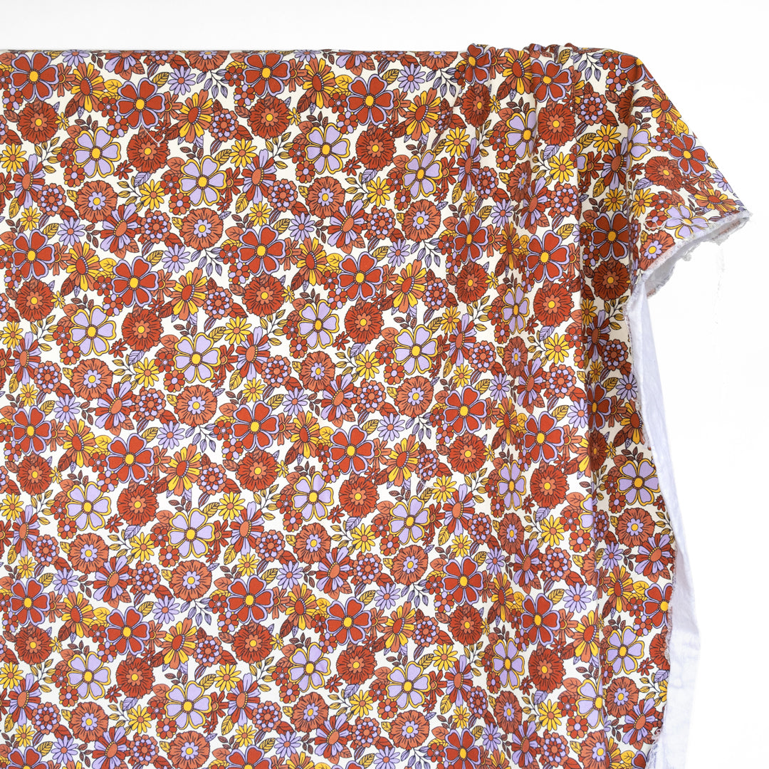 Groovy Blooms Printed Cotton Twill - Wildflower