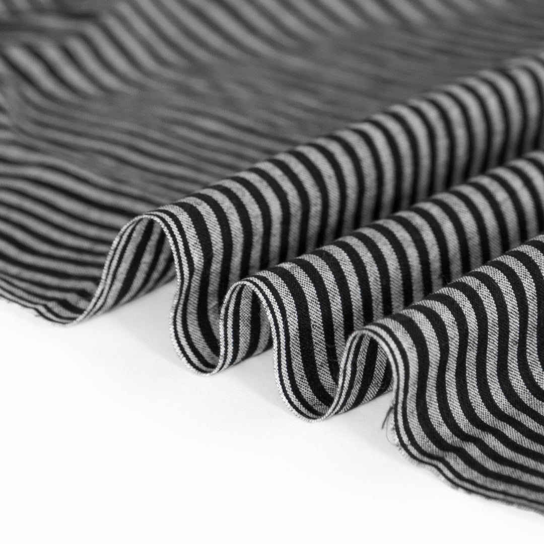 Striped Lightweight Handwoven Cotton - Black/White | Blackbird Fabrics