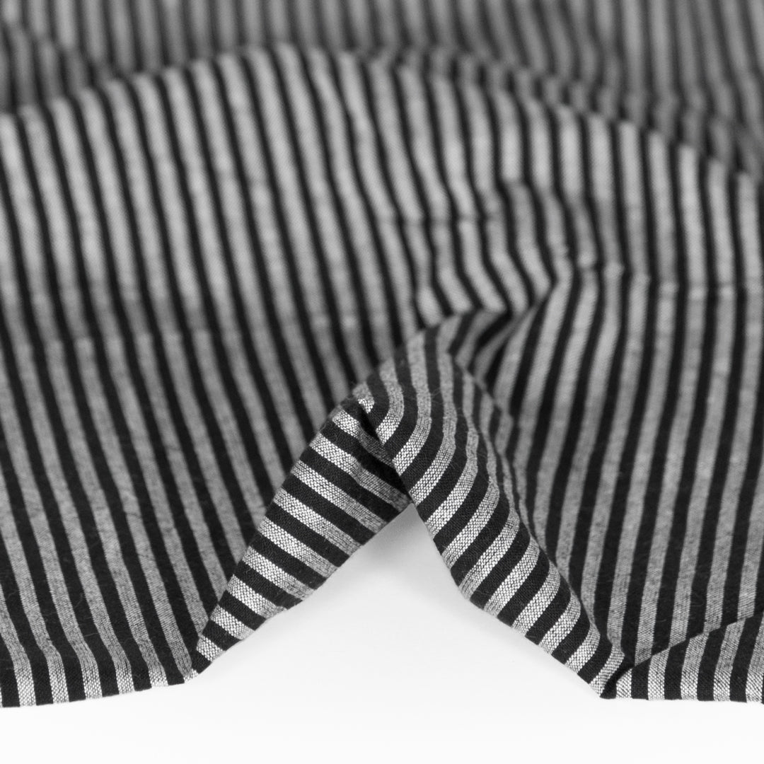Striped Lightweight Handwoven Cotton - Black/White | Blackbird Fabrics