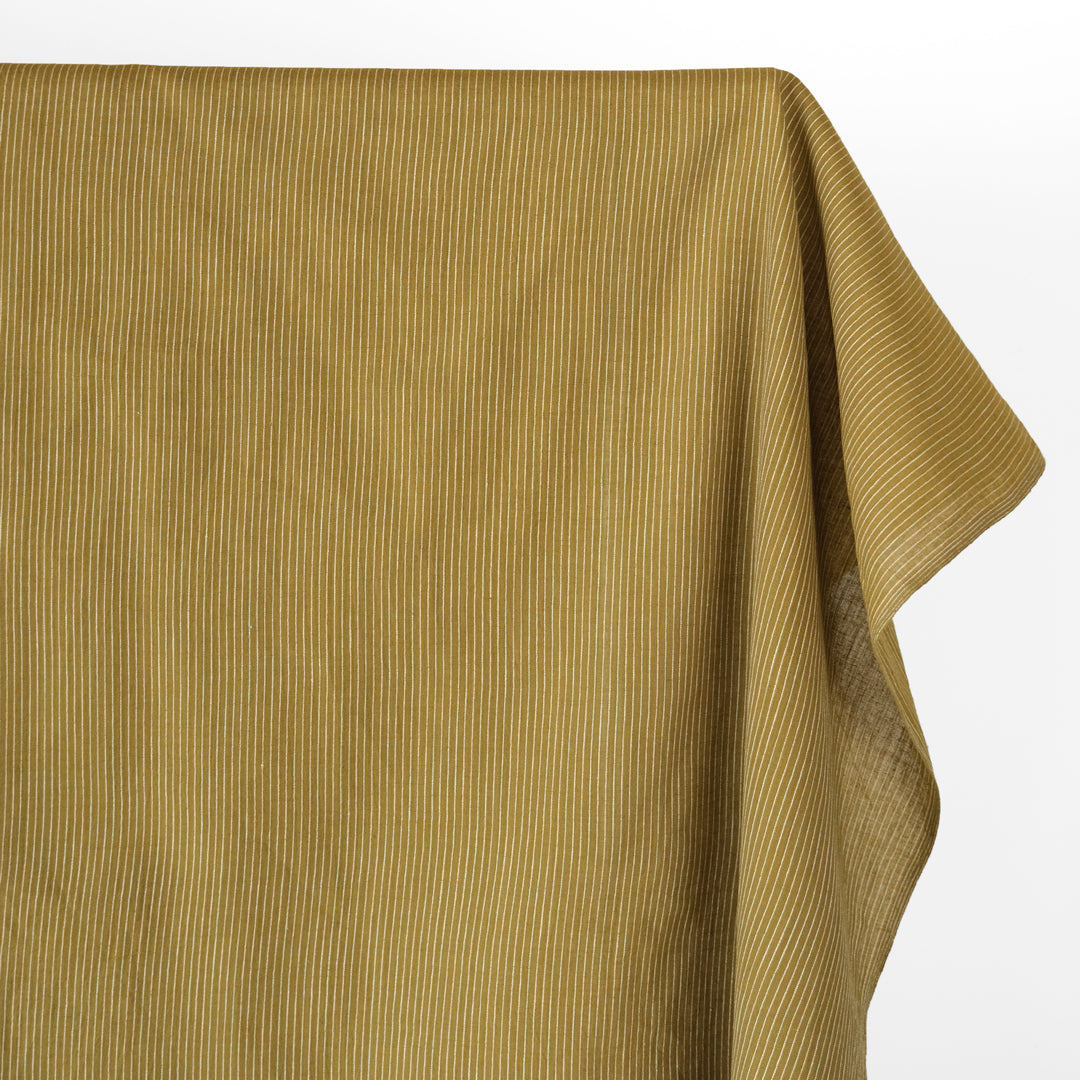 Mini Striped Handwoven Cotton - Light Olive | Blackbird Fabrics